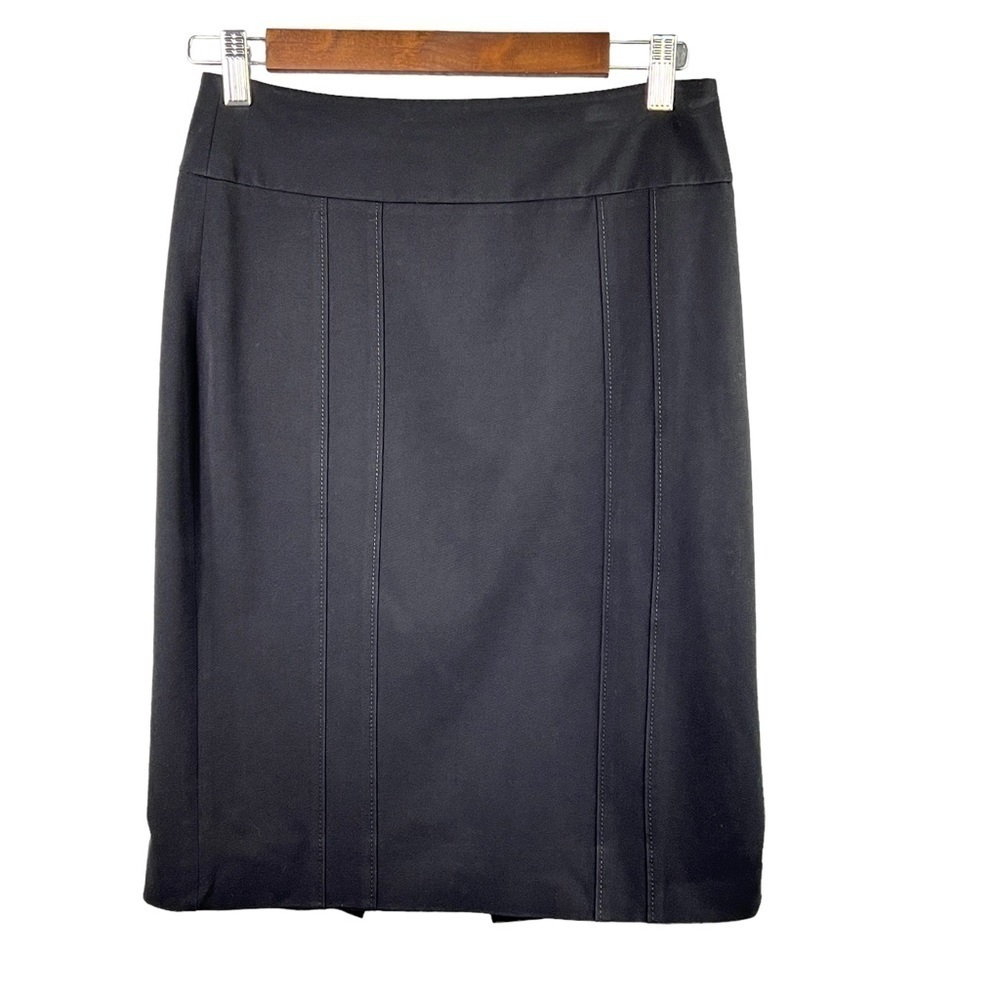 White House Black Market Women's Pencil Skirt Lined Black Side Zip Midi Size 2